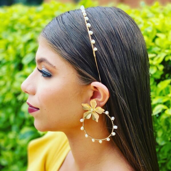 20200521_231642 Diadema Bronce Con Baño de Oro Perlas