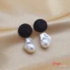Aretes Black & White Perlas