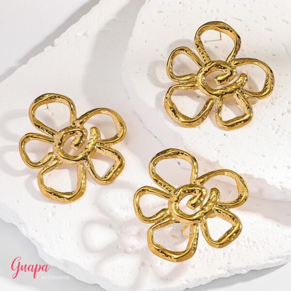Photo_1760466930616 Juego Acero Flor Aretes & Anillo