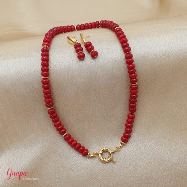 Juego Goldfilled Ágata Roja