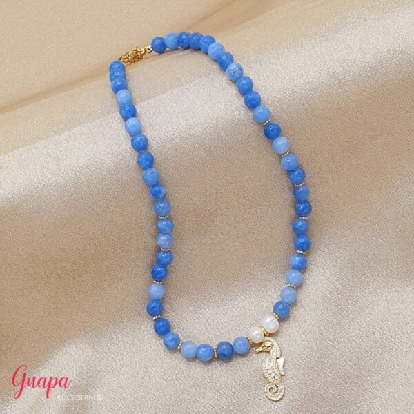Juego Goldfilled Aquamarina & Caballito de Mar