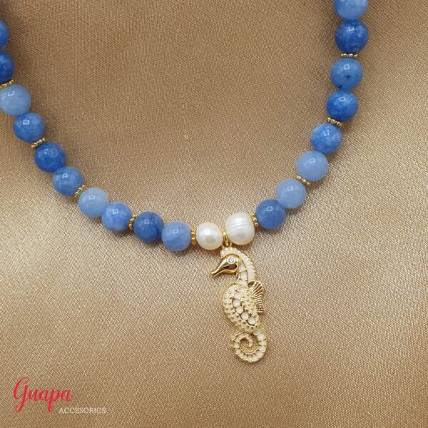 Juego Goldfilled Aquamarina & Caballito de Mar