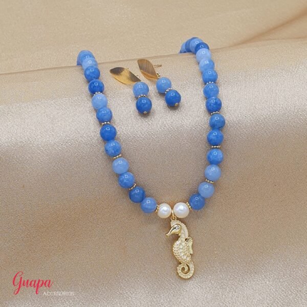 Juego Goldfilled Aquamarina & Caballito de Mar