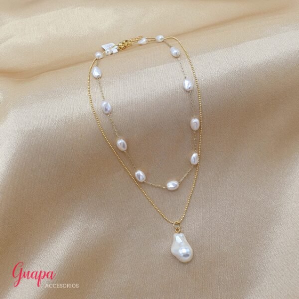 Cadena Goldfilled 2 en 1 Perlas