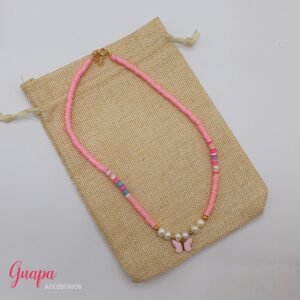 Collar Rubber Beads Mariposa