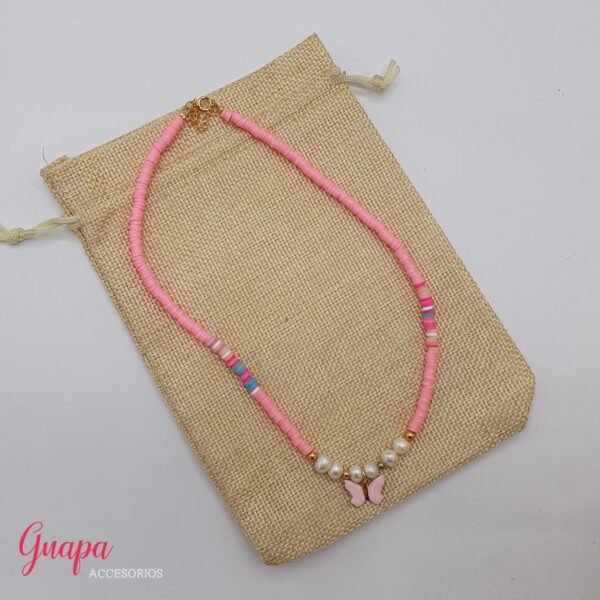 Collar Rubber Beads Mariposa