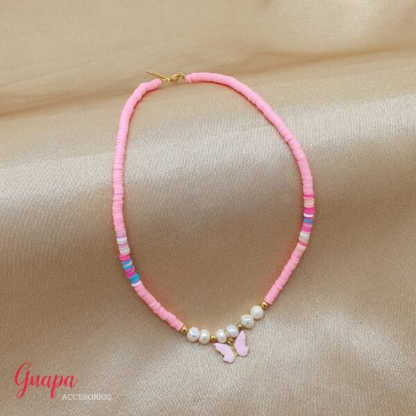 Collar Rubber Beads Mariposa