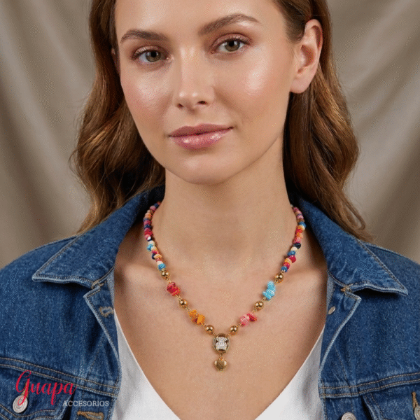 Collar Acero Osito Multicolor