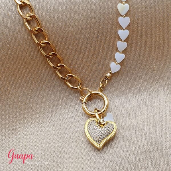 Collar Goldfilled & Corazones Nácar