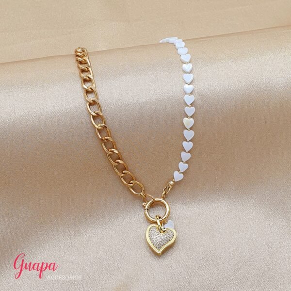 Collar Goldfilled & Corazones Nácar