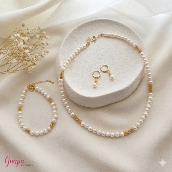 Juego Goldfilled & Perlas de Río