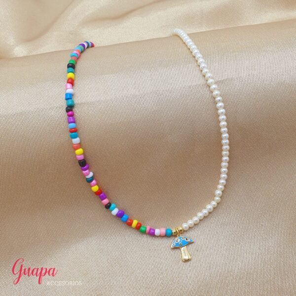 Collar Perlas Multicolor & Hongo