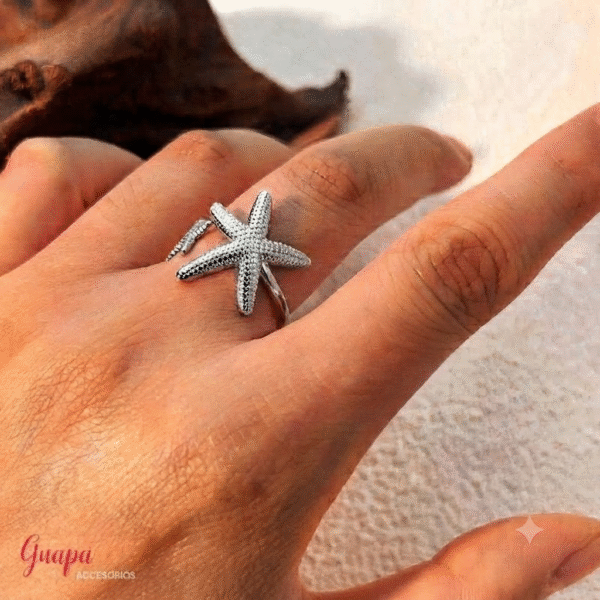 1789056304517 Anillo Acero Ajustable Estrella de Mar