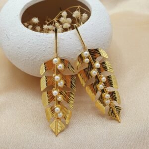 Aretes Hoja Bronce con baño de Oro