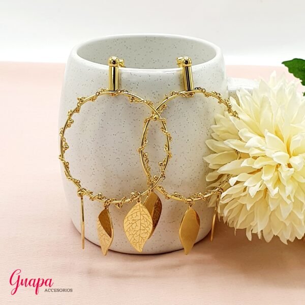 Aretes Acero Hojas