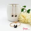 Aretes Acero Oro Rosa Cisne
