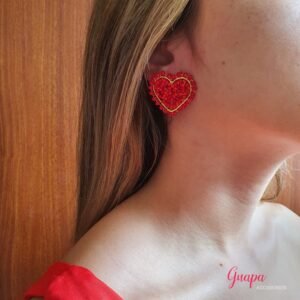 Aretes Corazón Bronce Tejidos