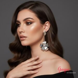 Aretes Flor Bronce con baño de Níquel