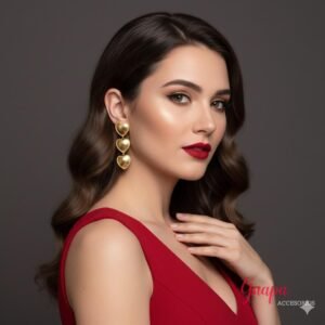 Aretes Bronce con baño de Oro Corazón