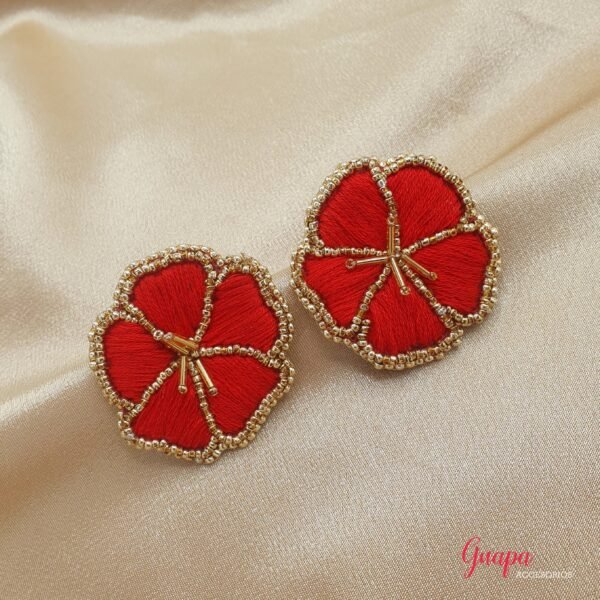 Aretes Bordados Flor