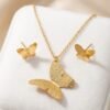 Juego Bronce Mariposa (Cadena & Aretes)