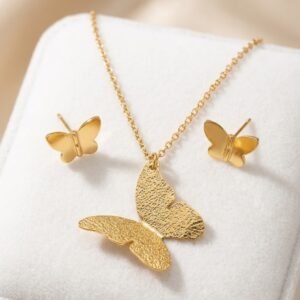 Juego Bronce Mariposa (Cadena & Aretes)