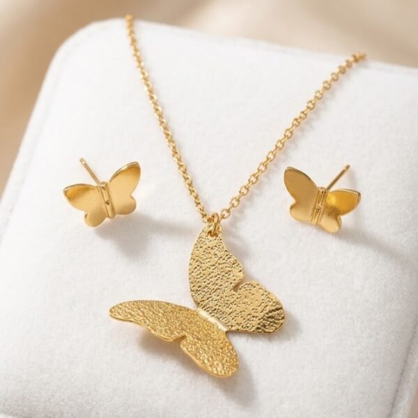 Juego Bronce Mariposa (Cadena & Aretes)