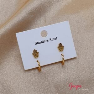 Argollas Acero & Mano de Fátima Set